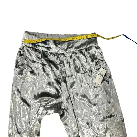 Anthropologie Maeve NWT Silver Anastacia Velvet Wide-Leg Pull On Pants Size S - Picture 8 of 12